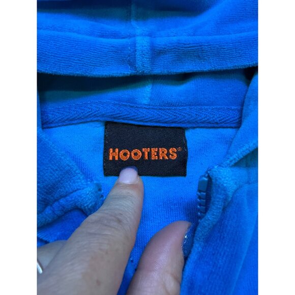 Y2K Hooters Blue Rhinestone Velour Hoodie M/L - Picture 8 of 8